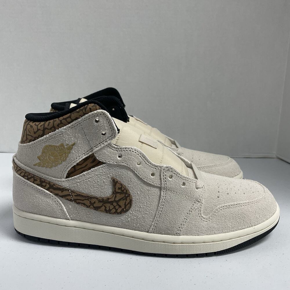 Air Jordan 1 Mid SE Brown Elephant DZ4129 102 Size 10.5 Tan Suede Mid Top Shoe - Picture 7 of 7